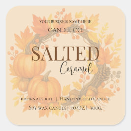 Give Thanks Salted Caramel Candle Label Quadratischer Aufkleber