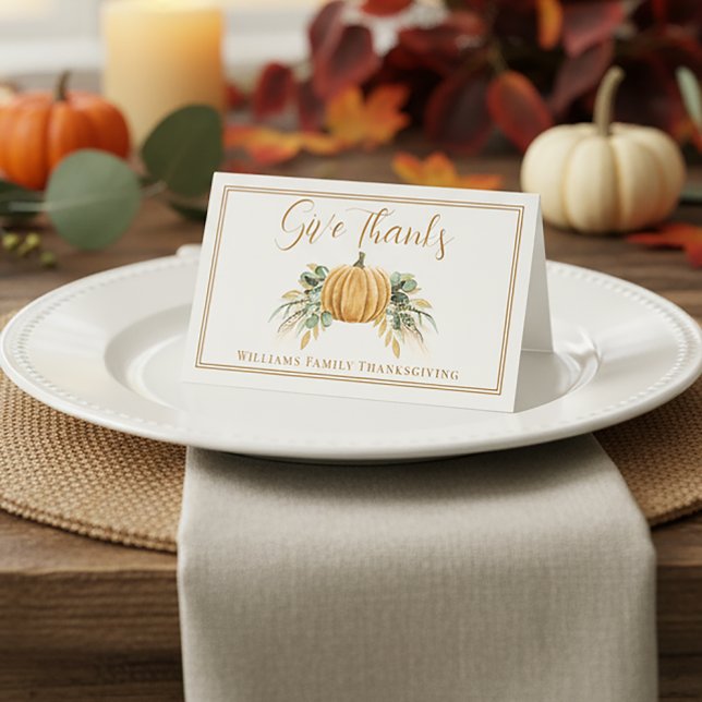 Give Thanks Thanksgiving Gratitude Place Card (Von Creator hochgeladen)