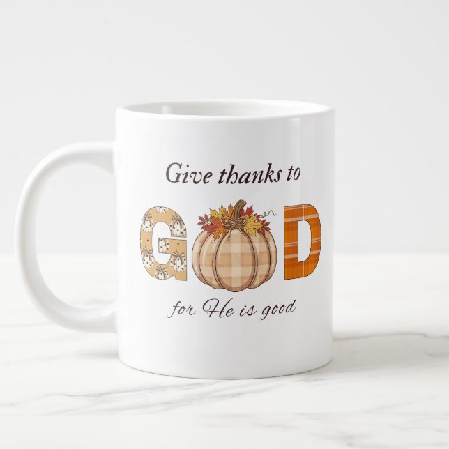 Give Thanks to God Fall Pumpkin Art Jumbo-Tasse (Links)