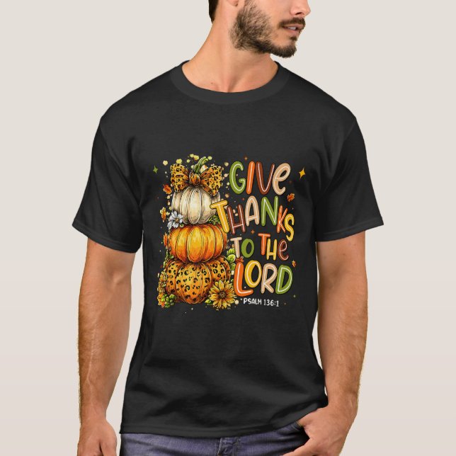 Give Thanks To The Lord Fall Christian Cross Coque T-Shirt (Vorderseite)