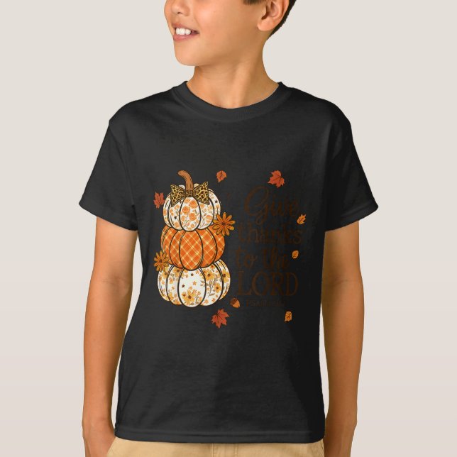 Give Thanks To The Lord Fall Christian Pumpkin Coq T-Shirt (Vorderseite)