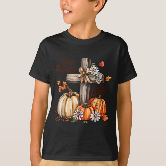 Give Thanks To The Lord Fall Pumpkin Thanksgiving  T-Shirt (Vorderseite)