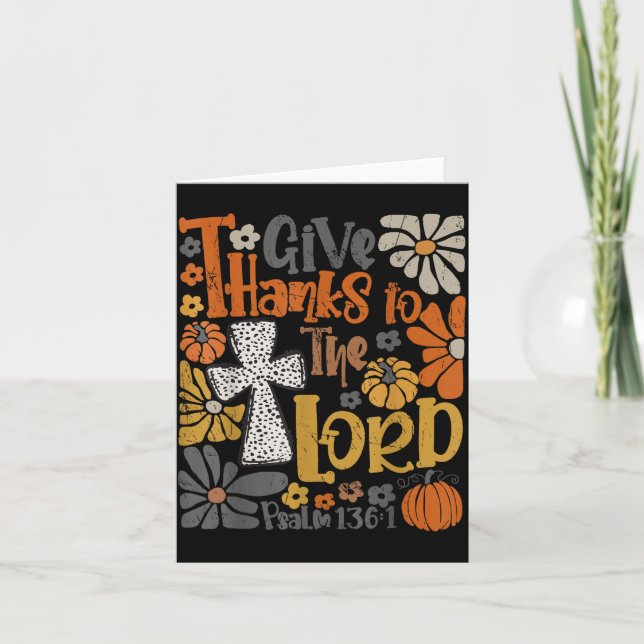 Give Thanks To The Lord Floral Boho Retro Thanksgi Karte (Vorderseite)