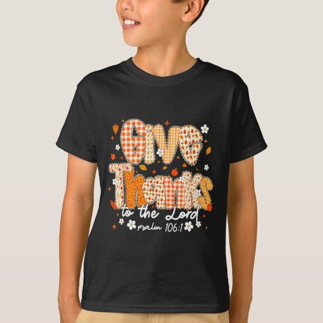 Give Thanks To The Lord Lace Christian Fall Autumn T-Shirt (Vorderseite)