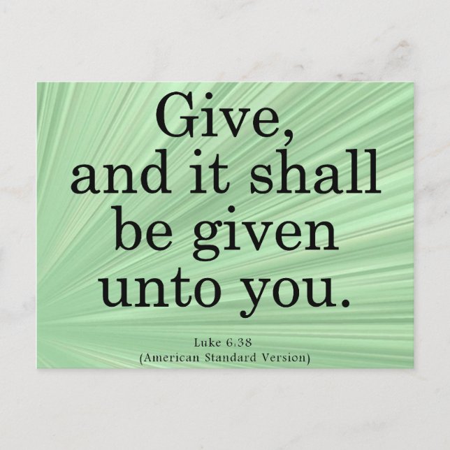 Giving Luke 6-38 Postkarte (Vorderseite)