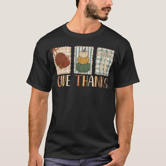 Giving Thanks Coquette Bow Thankful Thanksgiving  T-Shirt (Vorderseite)