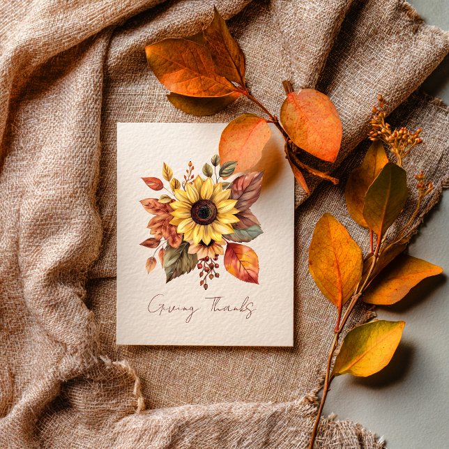 Giving Thanks Sunflower & Leaves Card Karte (Von Creator hochgeladen)