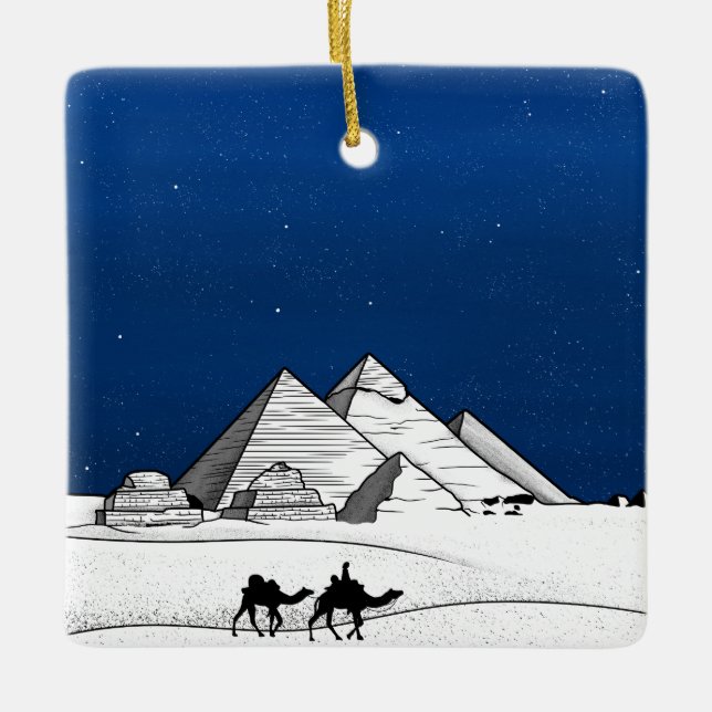 Giza Pyramiden, schwarz-weiß Keramikornament (Vorderseite)