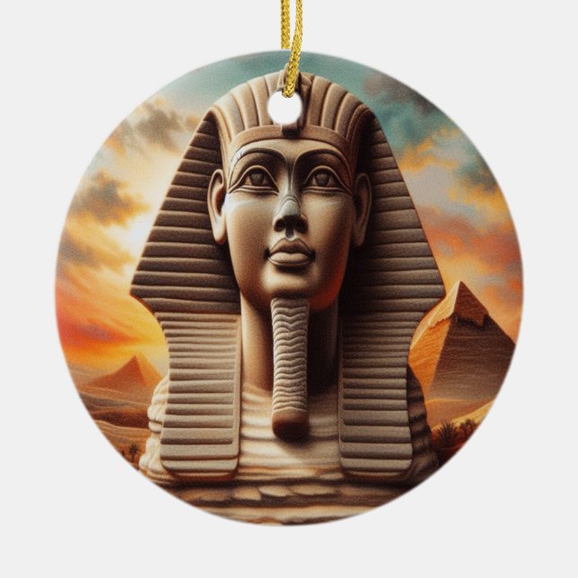 Giza Sphinx Kopf mit Pyramiden Ägypten Reisen Keramik Ornament (Vorne)