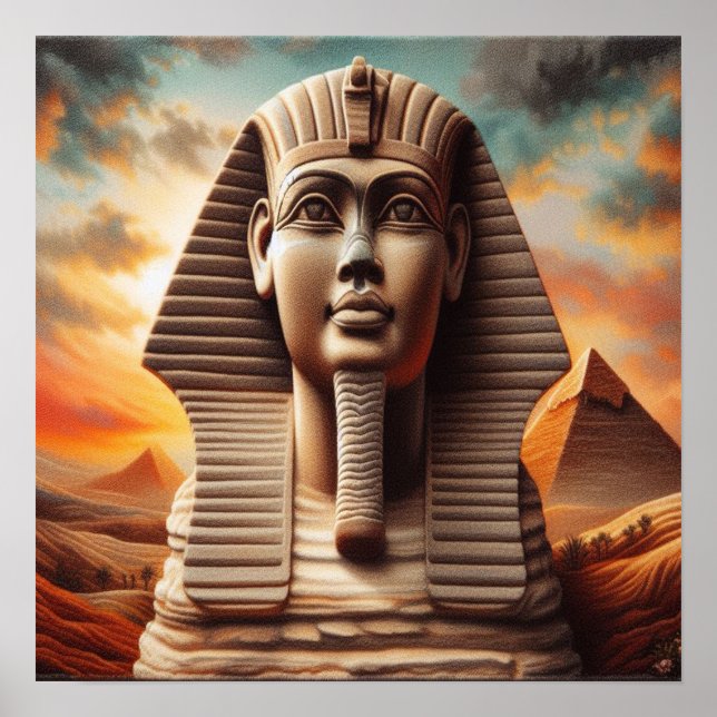 Giza Sphinx Kopf mit Pyramiden Ägypten Reisen Poster (Vorne)