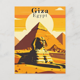 Gizeh Ägypten Vintage Reise Sphinx und Pyramiden Postkarte