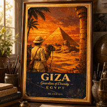 Gizeh Ägypten Vintage Reiseplakat | Pyramide & Sph