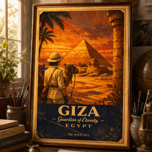 Gizeh Ägypten Vintage Reiseplakat Pyramide & Sph Poster