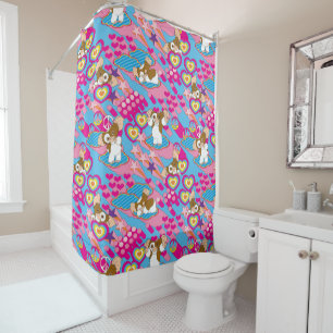 Gizmo Pink Peace & Liebe Pattern Duschvorhang