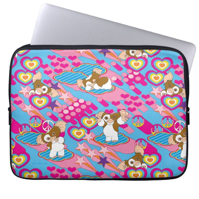 Gizmo | Pink Peace & Liebe Pattern Laptopschutzhülle (Vorderseite)