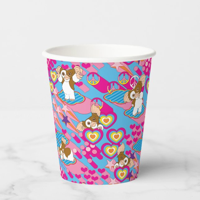 Gizmo | Pink Peace & Liebe Pattern Pappbecher (Vorderseite)