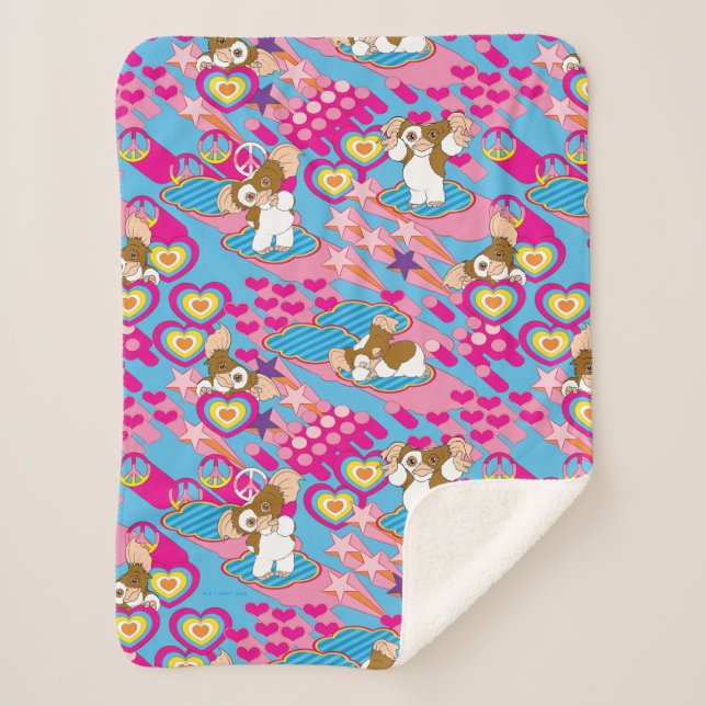 Gizmo Pink Peace & Love Pattern Sherpadecke (Vorderseite)
