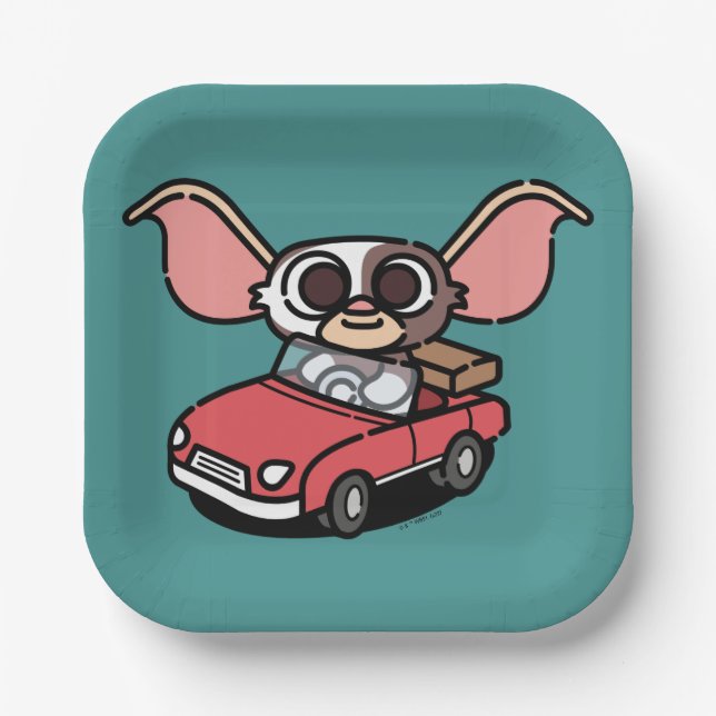 Gizmo | Süßer Comic-Fahrer Pappteller (Vorderseite)