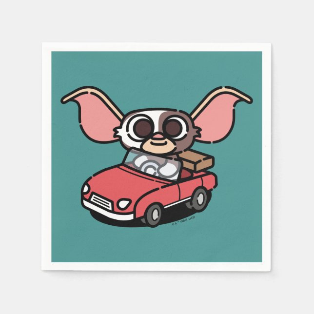 Gizmo | Süßer Comic-Fahrer Serviette (Vorderseite)