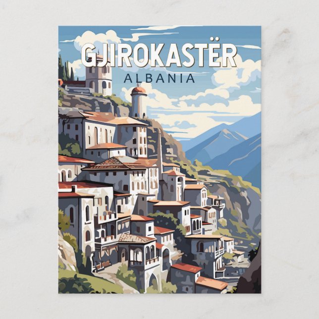 Gjirokaster Albanien Reisen Kunst Vintag Postkarte (Vorderseite)