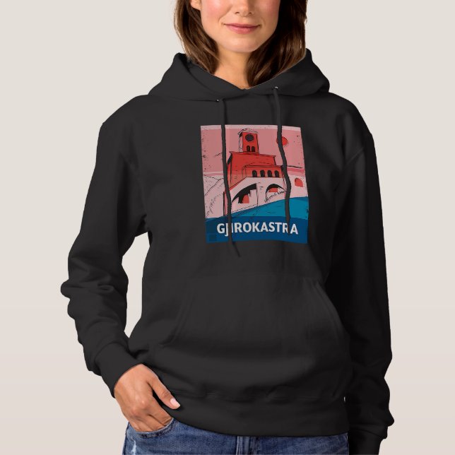 Gjirokastra Albania City Skyline Silhouette Outlin Hoodie (Vorderseite)
