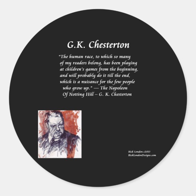 GK Chesterton & Opening Book Line Runder Aufkleber (Vorderseite)