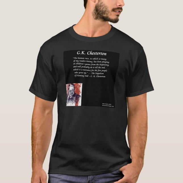 GK Chesterton & Opening Book Line T-Shirt (Vorderseite)