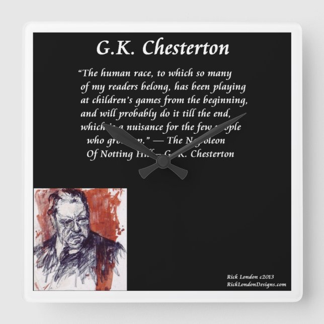 GK Chesterton Square Wall Clock Quadratische Wanduhr (Vorderseite)