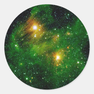 GL490 Green Gas Cloud Nebula - NASA Weltraumfoto Runder Aufkleber