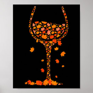 Gl of Wine Maple Leaf Herbst Sonnenschein Wein Poster