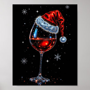 Gl von Rotwein Weihnachtsmann Hut Weihnachten 2025 Poster