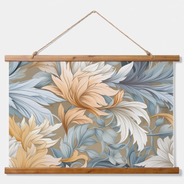 Glacial Flora Symphony Winter Botanical Wandteppich Mit Holzrahmen (Vorne)