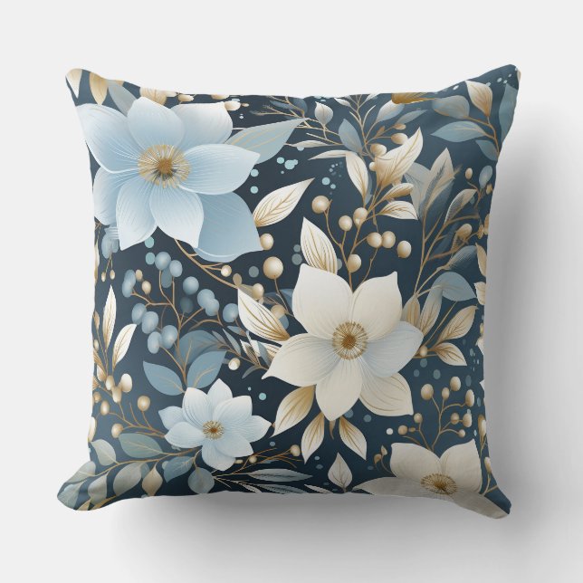 Glacial Garden Winter Botanisch Kissen (Vorderseite)