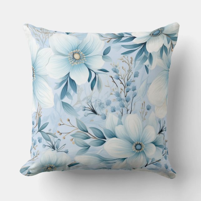 Glacial Garden Winter Botanisch Kissen (Vorderseite)