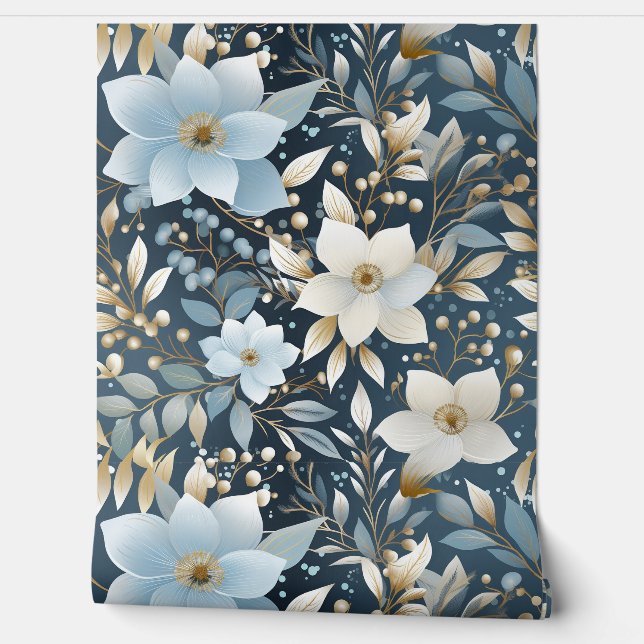 Glacial Garden Winter Botanisch Tapete (Abrollen)