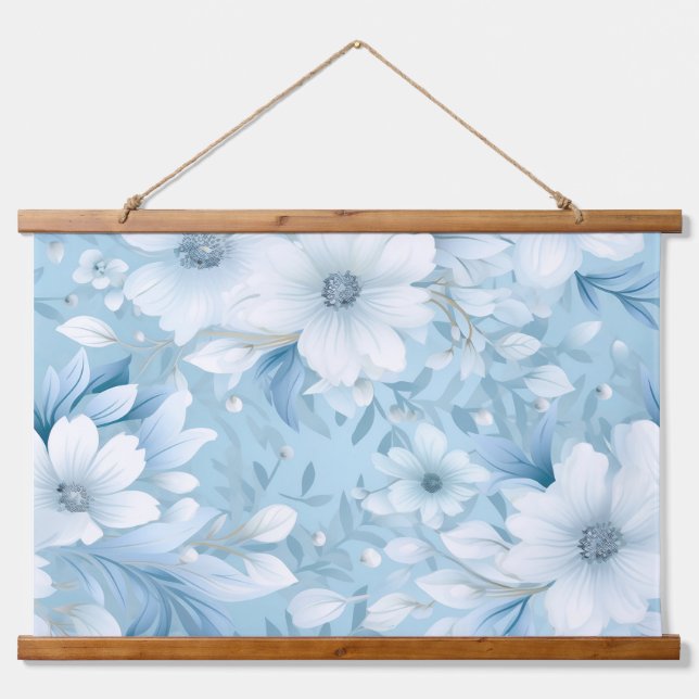 Glacial Garden Winter Botanisch Wandteppich Mit Holzrahmen (Vorne)