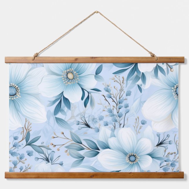 Glacial Garden Winter Botanisch Wandteppich Mit Holzrahmen (Vorne)