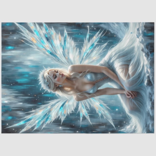 Glacial Wings Ice Fairy Angel Gothic Winter Seidenpapier (Vorderseite)