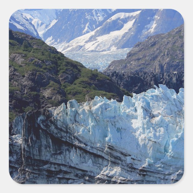 Glacier Bay, Alaska Quadratischer Aufkleber (Vorderseite)