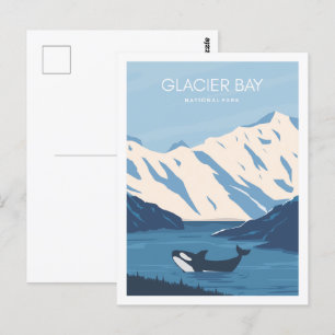 Glacier Bay Alaska USA Reiseort Illustration Postkarte