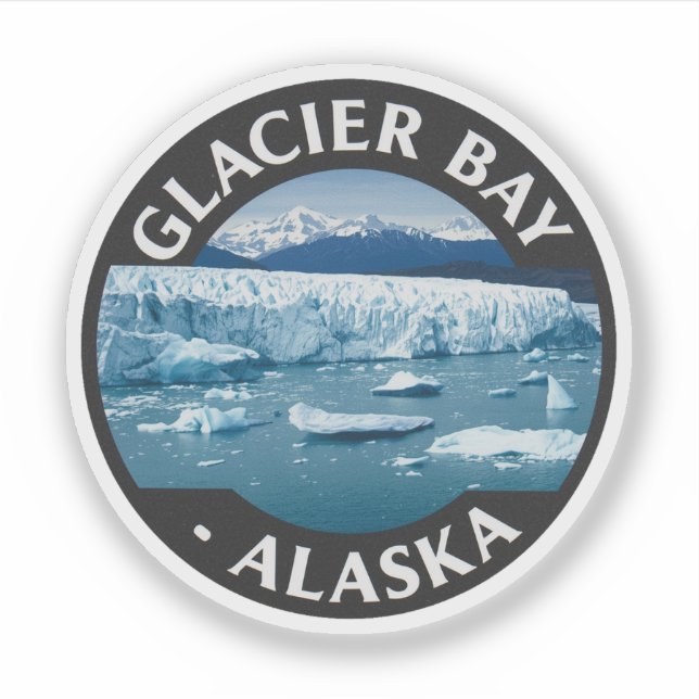 Glacier Bay Alaska Vintage Reise Aufkleber (Vorderseite)