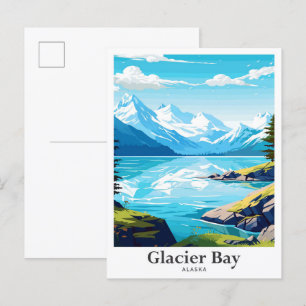 Glacier Bay Alaska Vintage Reiseillustration Postkarte