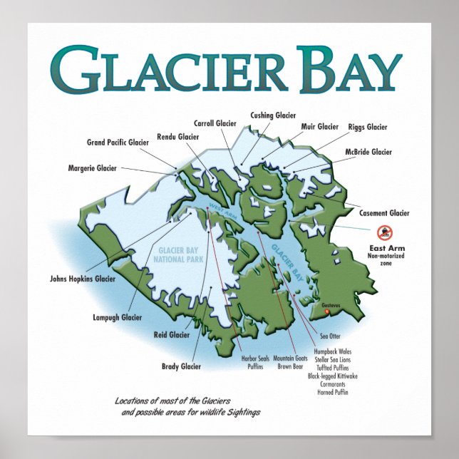 Glacier Bay Map Print Poster (Vorne)