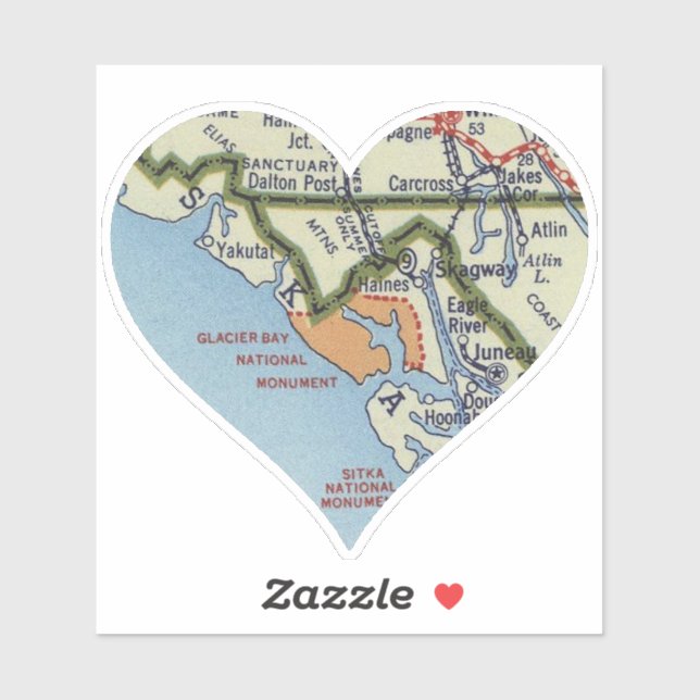 Glacier Bay National Monument Vintage Karte Aufkleber (Blatt)