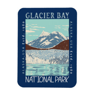 Glacier Bay National Park Alaska Retro Not leidend Magnet