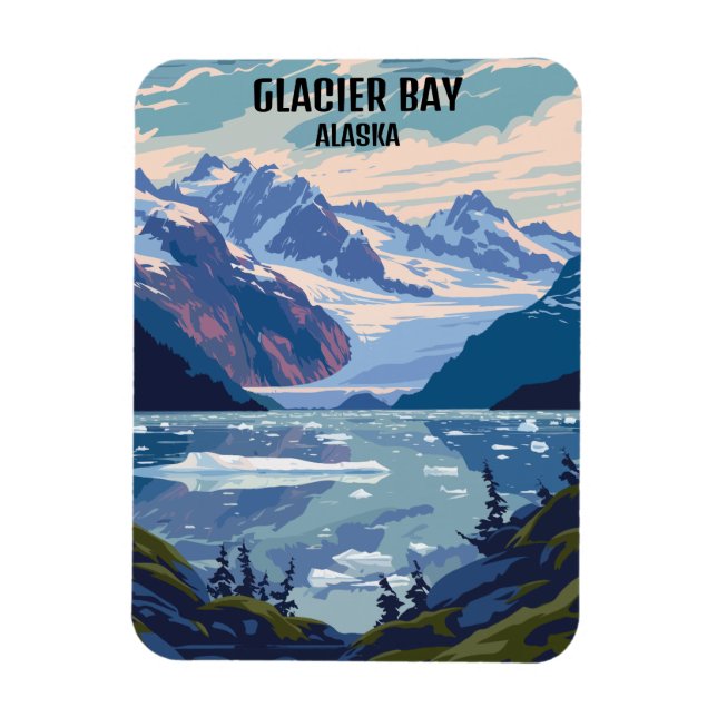 Glacier Bay National Park Alaska Vintage Reise Magnet (Vertikal)