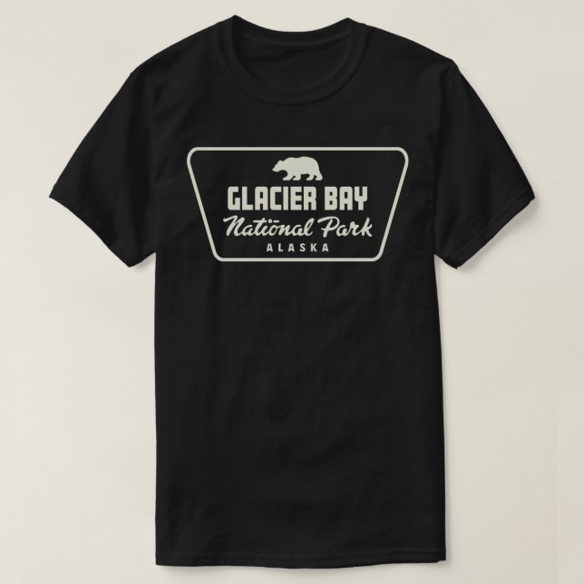 Glacier Bay National Park Bear Abzeichen Tan T-Shirt (Design vorne)