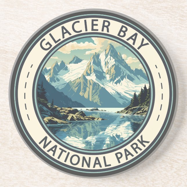 Glacier Bay National Park Illustration Reisen Art Getränkeuntersetzer (Vorne)