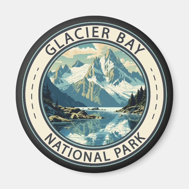 Glacier Bay National Park Illustration Reisen Art Magnet (Vorne)