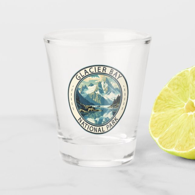 Glacier Bay National Park Illustration Reisen Art Schnapsglas (Vorderseite)